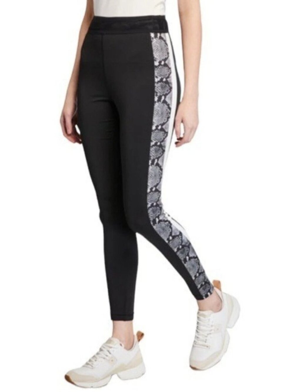 Pam & Gela Snake Print Side Stripe Leggings Size L
